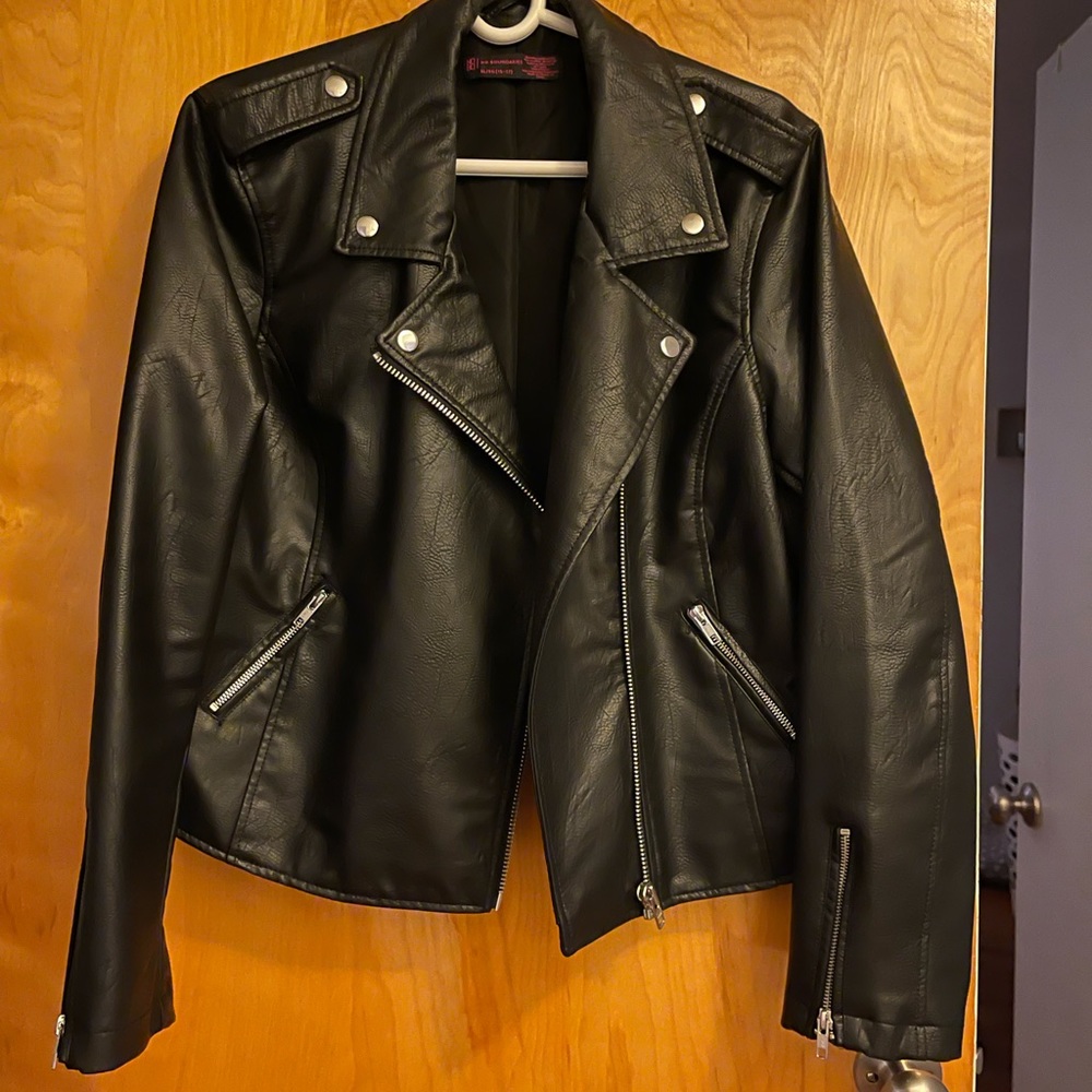 Black Faux Leather Moto Jacket